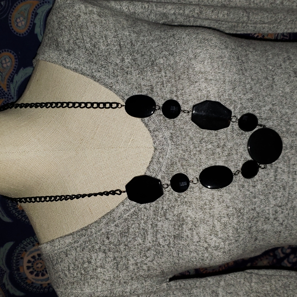 3 necklaces,  all beaded. Black and multi color